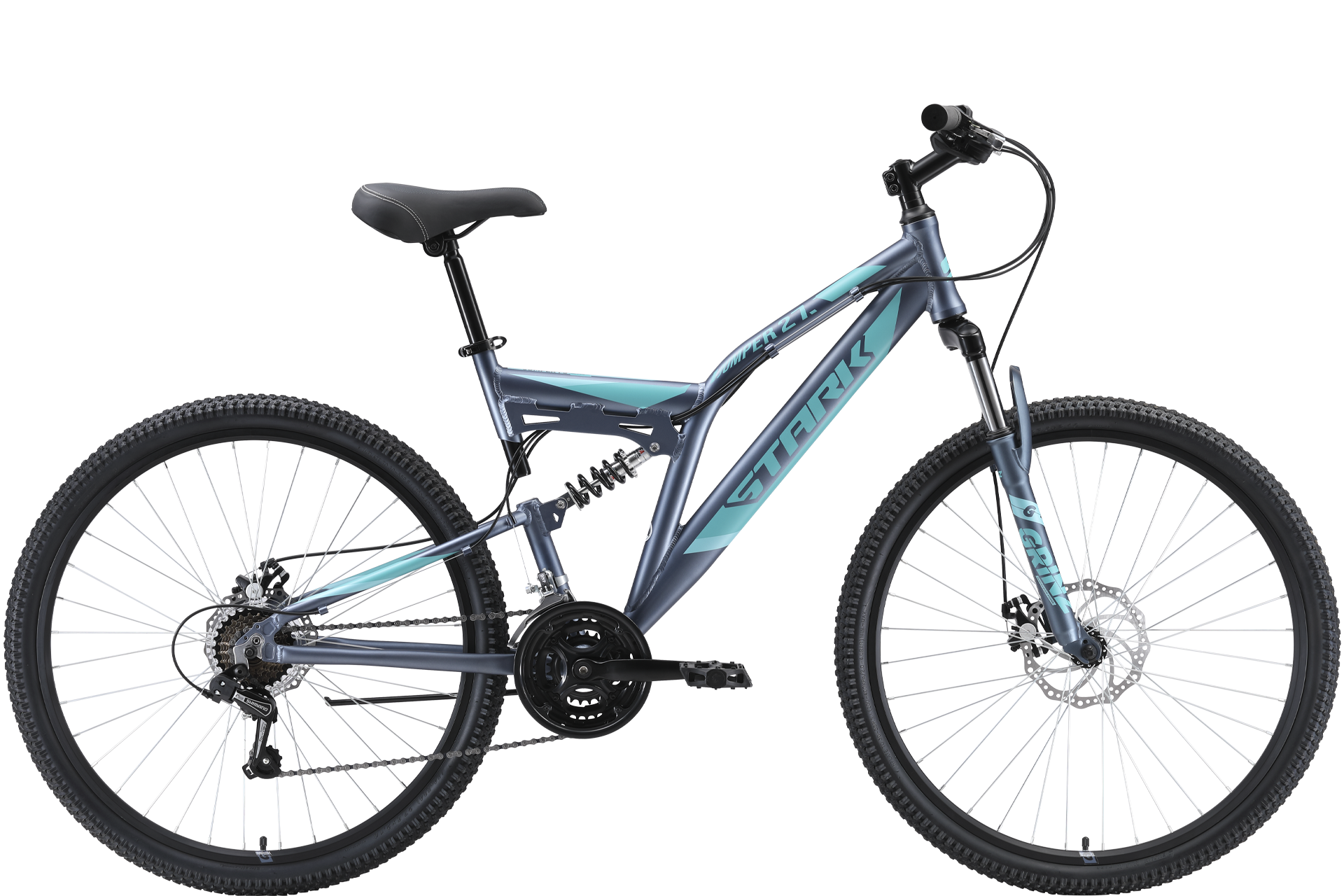 Велосипед Stark'23 Jumper FS 27.1 D (МК-00048351 20" (HQ-0010236), серый/мятный/зеленый, 20", .)