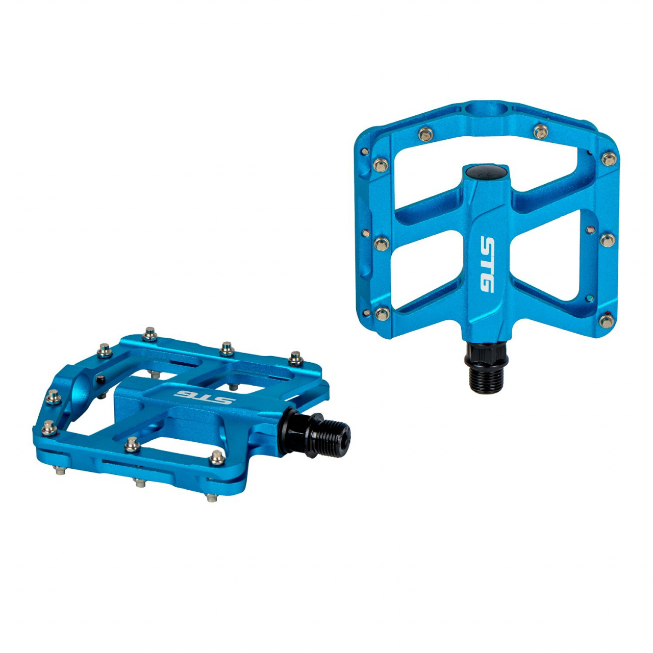 Педали STG ,модель B299, алюм,ось 9/16, пром. подшип.Платформа с шип. (Х88795, Синий, .)