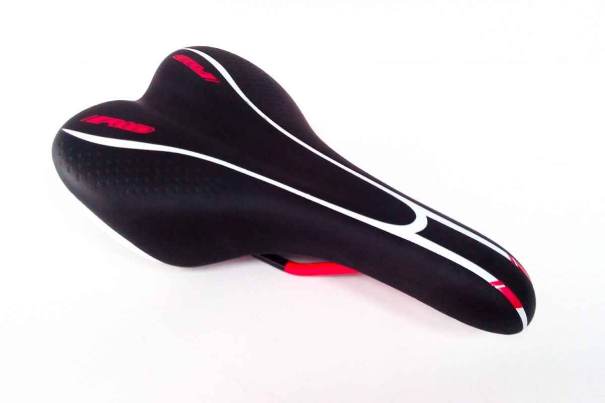 Седло, 270 мм, 150 мм, Рамки (1SA000001453, (рамка, черный с белыми и красными полосками и перфорацией, FWD))