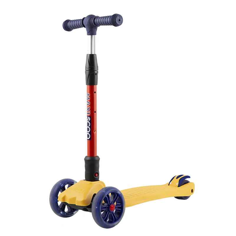 Самокат 3-х колесный Складной Maxiscoo "Junior Delux" (2020), Желтый, MSC-J081904D