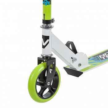 Самокат для детей NOVATRACK JUNGLE сталь, складной, ватер стикер, колеса дизайн.145*125ммPU (145S.JUNGLE.WGN9, бело-зеленый, .)