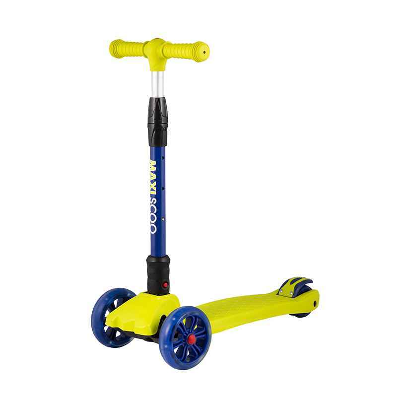 Самокат 3-х колесный Складной "Junior Delux" (2021), Салатовый, Maxiscoo, MSC-J072003D