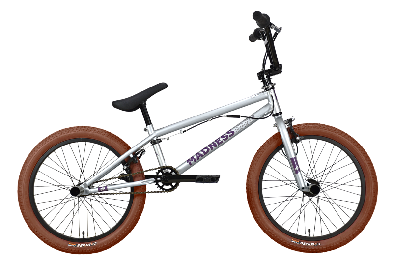 Велосипед Stark'23 Madness BMX 3 (МК-00048361, серебристый/фиолетовый/коричневый)
