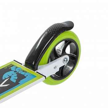 Самокат для детей NOVATRACK JUNGLE сталь, складной, ватер стикер, колеса дизайн.145*125ммPU (145S.JUNGLE.WGN9, бело-зеленый, .)