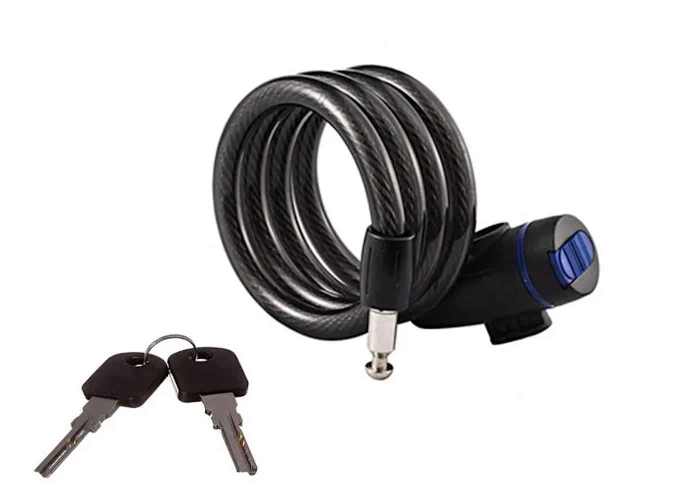 Замок, TY-596A, 10x1200 мм, трос в пластиковой оболочке, 2 ключа, крепление на раму, УТ00020742