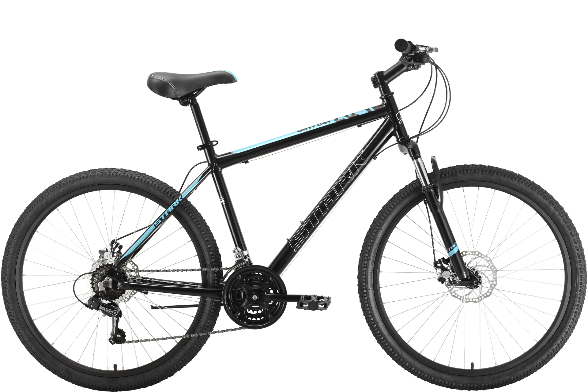 Велосипед Stark'22 Outpost 26.1 D (16", черный/голубой, МК-00044984 S(16")(HQ-0009236), .)