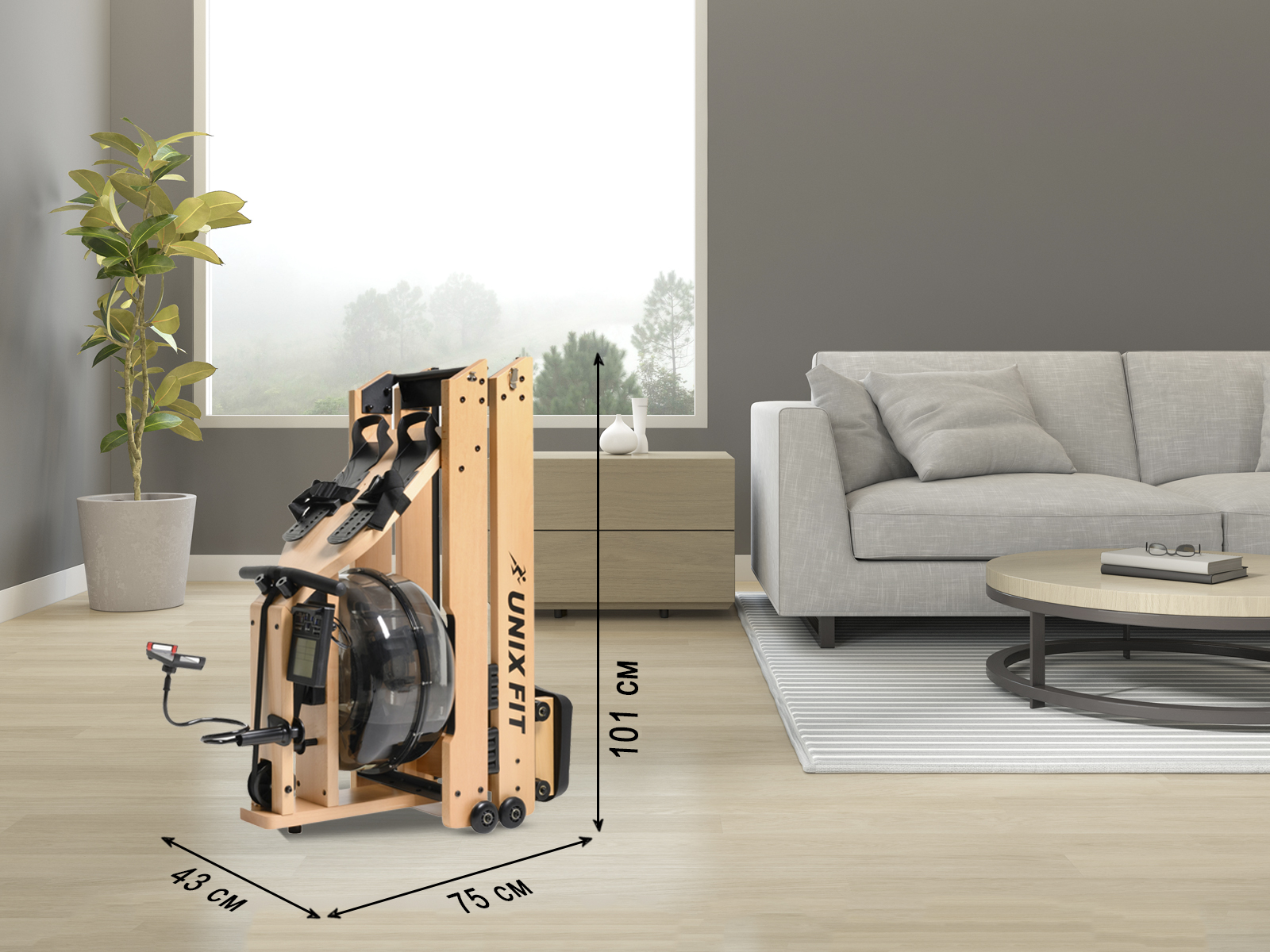 Гребной тренажер UNIX Fit Wood Rower (rm9000plw, Light, .)