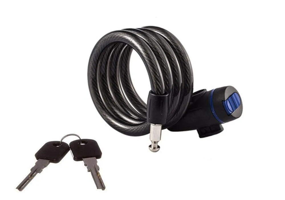 Замок противоугонный, TY-596B, трос в пластик. оболочке, 2 ключа, 10 x 1200 мм, "High Security", чер