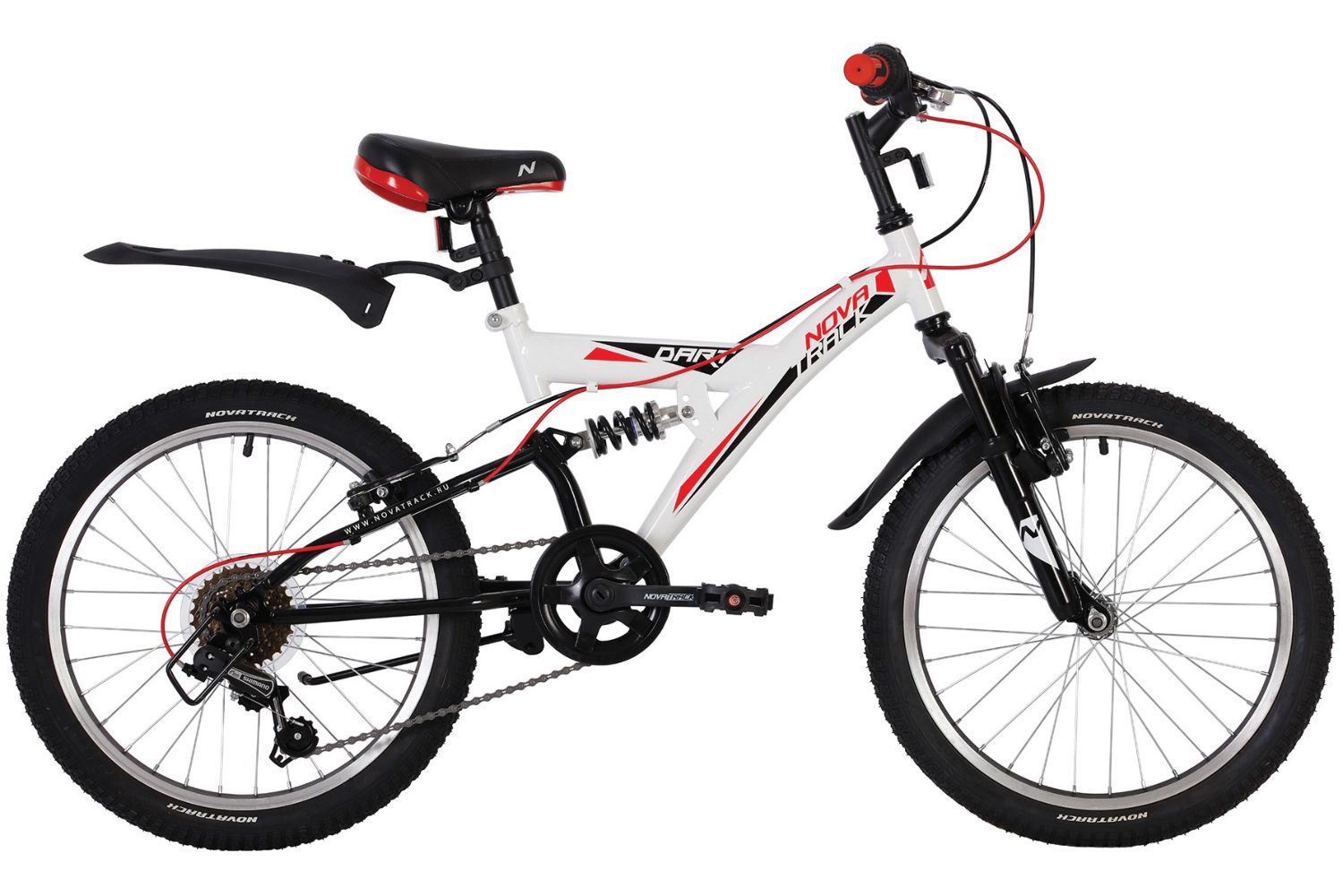 Велосипед NOVATRACK 20" DART, белый, сталь, 6 скор., TY21/RS35/SG-6SI, Shimano